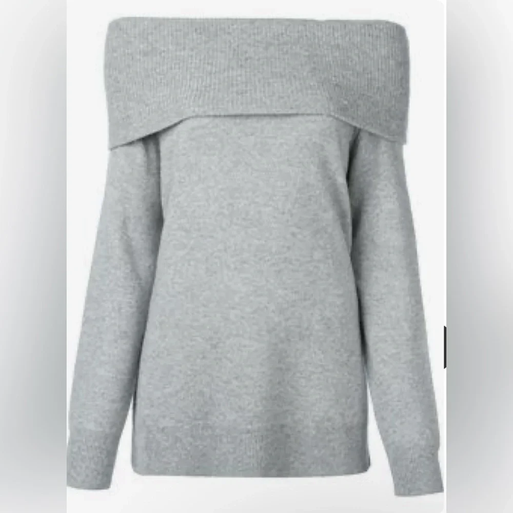 T Alexander Wang Gray Cashmere Wool Off Shoulder Long Sweater/ Tunic  Sz Medium - Picture 4 of 15